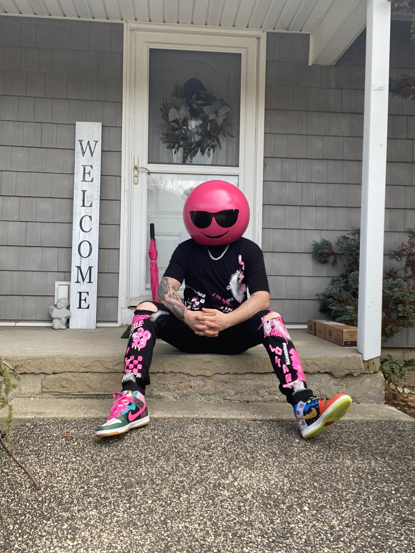 Custom sunglasses emoji helmet